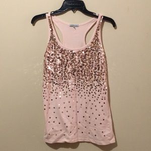 Light pink with rose gold sequences tank